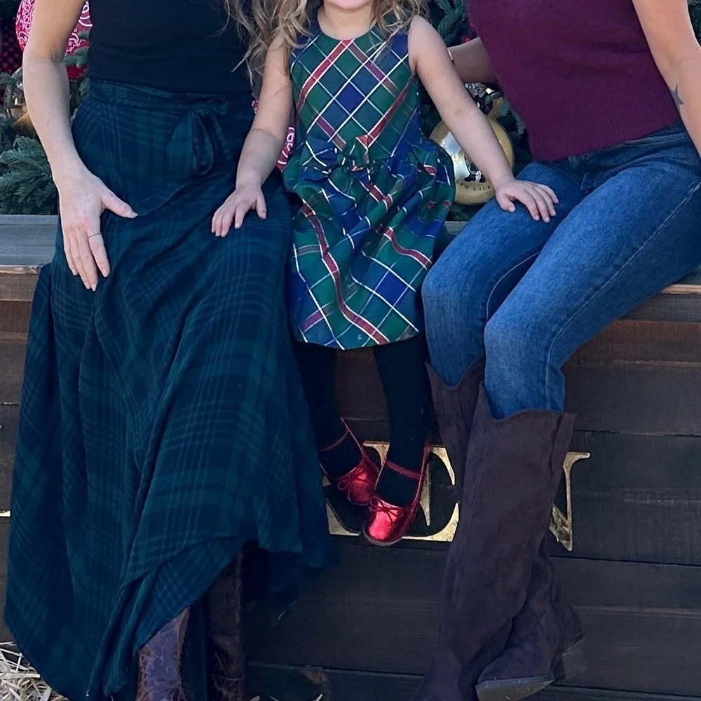 Plaid Kids Holiday Dress - Green, Red, Blue. Tartan